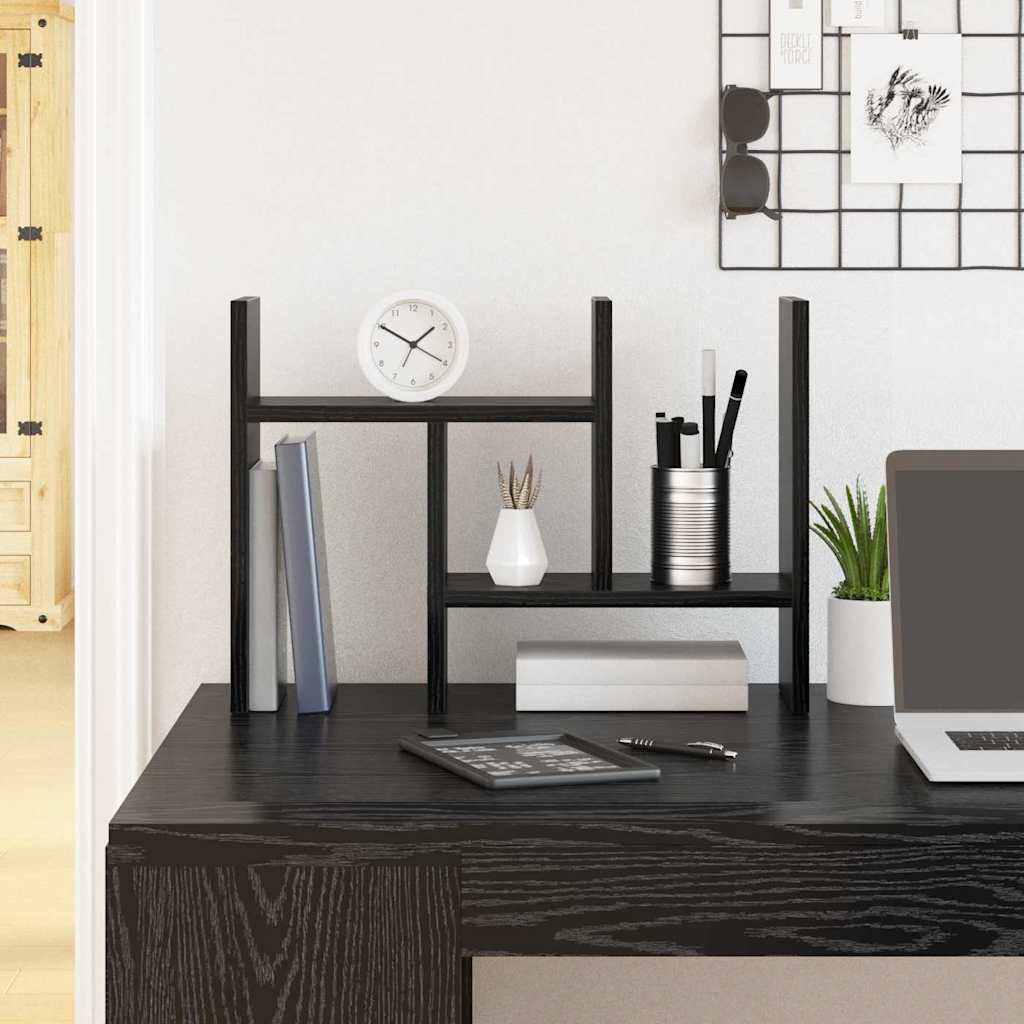 Schreibtisch Organizer Schwarz Eichen-Optik Holzwerkstoff
