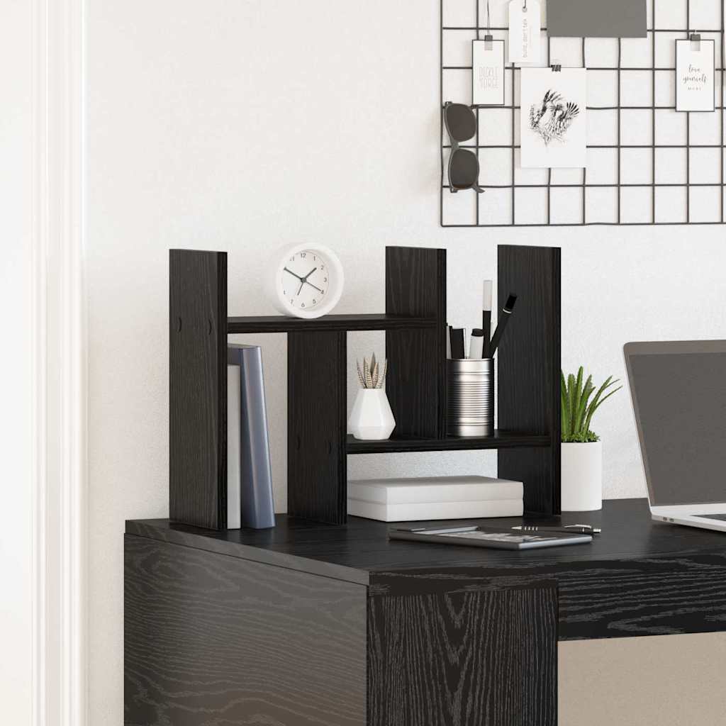 Schreibtisch Organizer Schwarz Eichen-Optik Holzwerkstoff