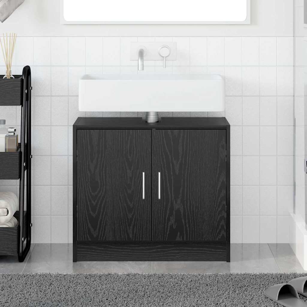 Badezimmerschrank Schwarz Eichen-Optik 63 x 29 x 55 cm