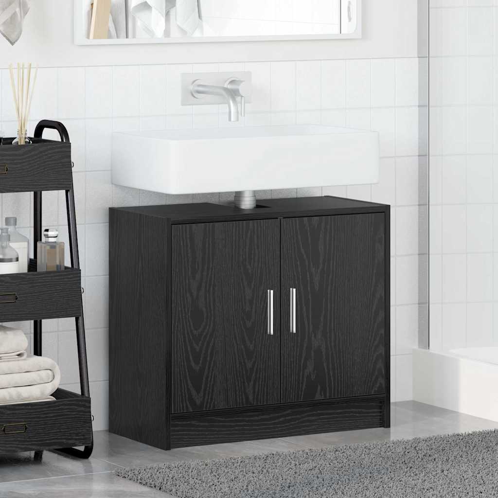 Badezimmerschrank Schwarz Eichen-Optik 63 x 29 x 55 cm