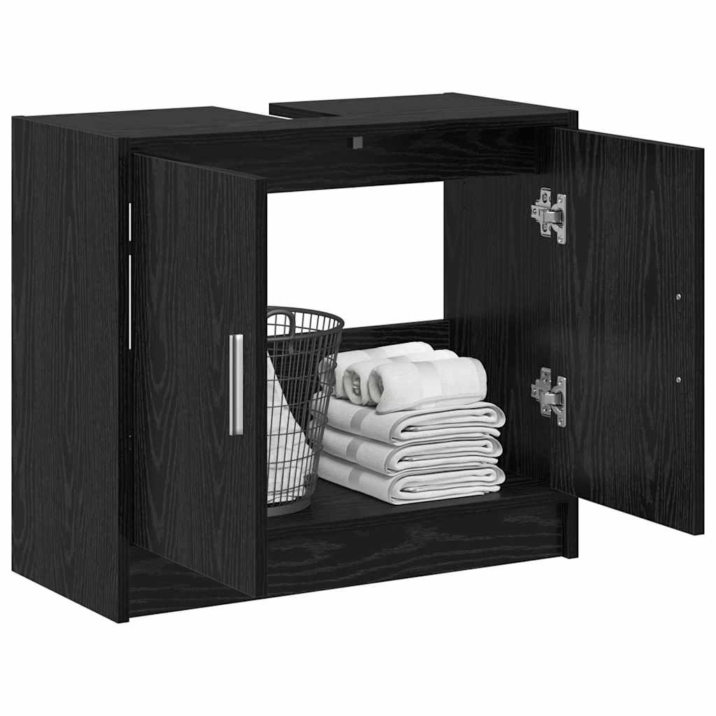 Badezimmerschrank Schwarz Eichen-Optik 63 x 29 x 55 cm