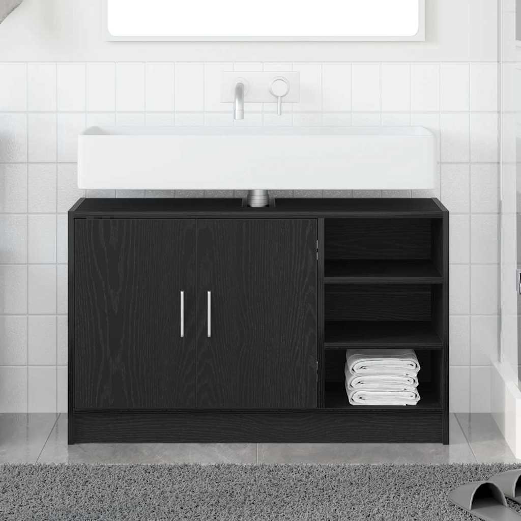 Badezimmerschrank Schwarz Eichen-Optik 90 x 29 x 55 cm