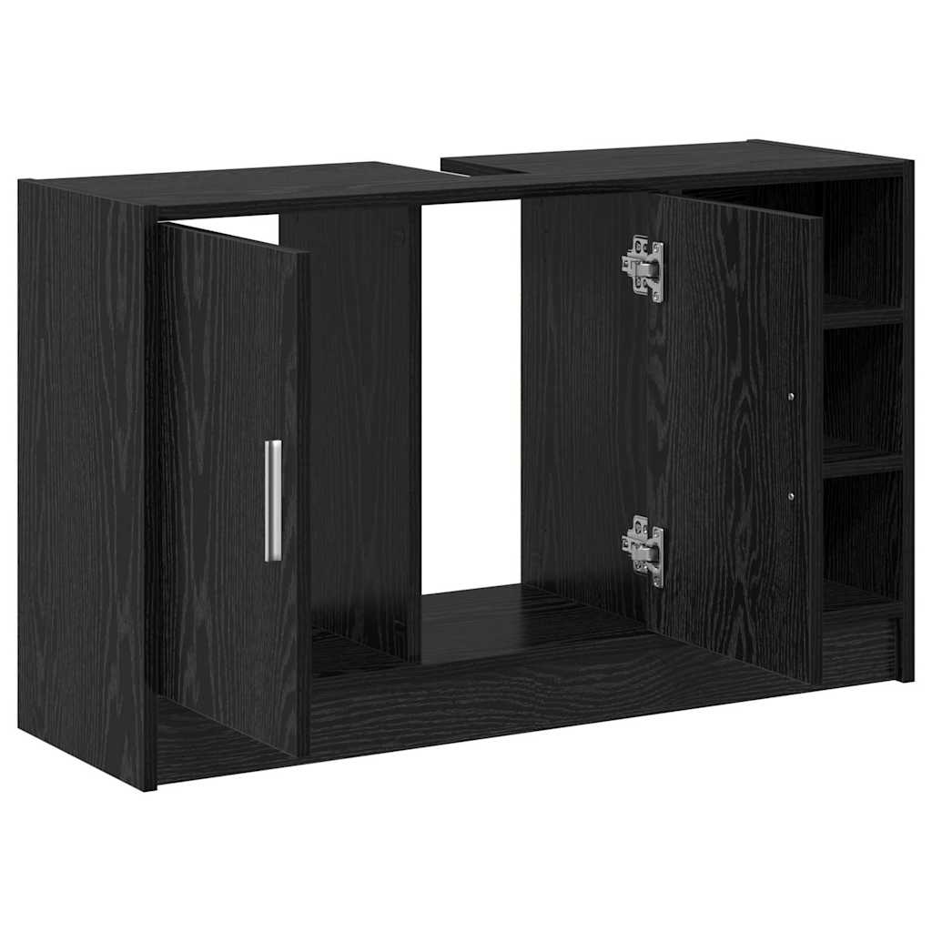 Badezimmerschrank Schwarz Eichen-Optik 90 x 29 x 55 cm