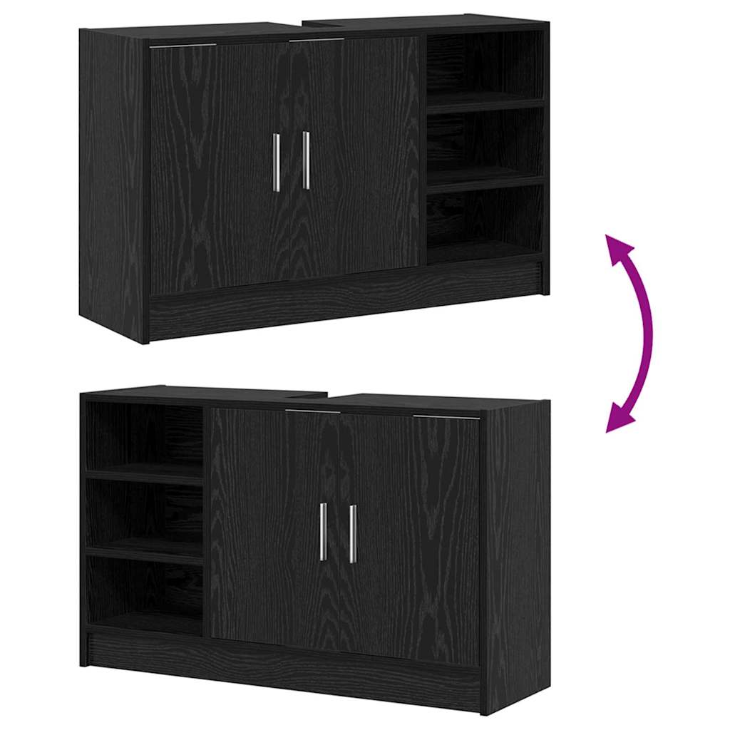 Badezimmerschrank Schwarz Eichen-Optik 90 x 29 x 55 cm
