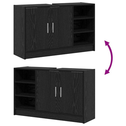 Badezimmerschrank Schwarz Eichen-Optik 90 x 29 x 55 cm