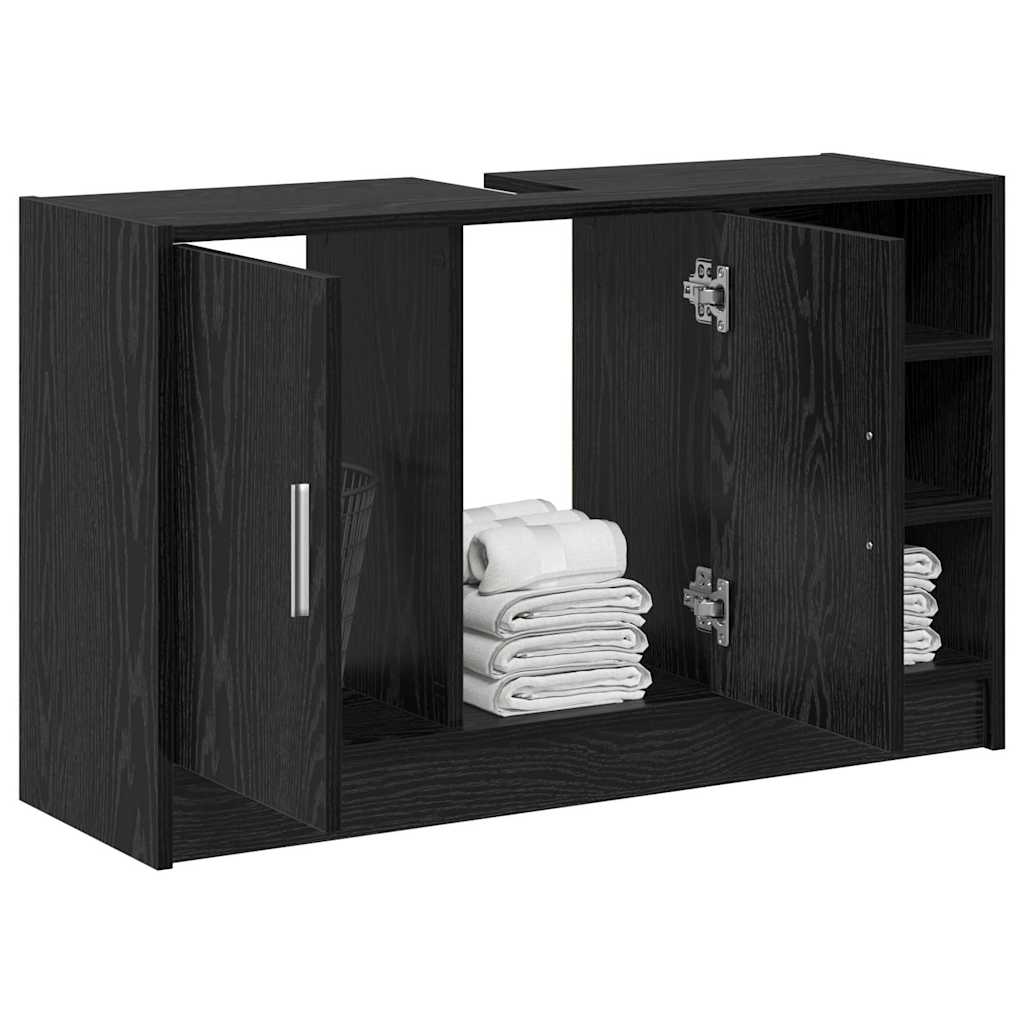 Badezimmerschrank Schwarz Eichen-Optik 90 x 29 x 55 cm