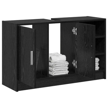 Badezimmerschrank Schwarz Eichen-Optik 90 x 29 x 55 cm