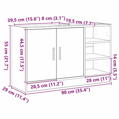 Badezimmerschrank Schwarz Eichen-Optik 90 x 29 x 55 cm