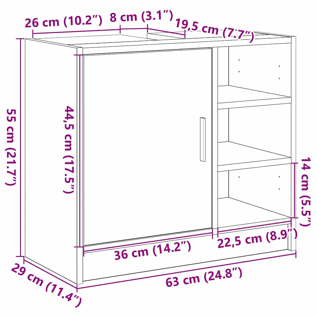 Badezimmerschrank Altholz 63 x 29 x 55 cm Holzwerkstoff