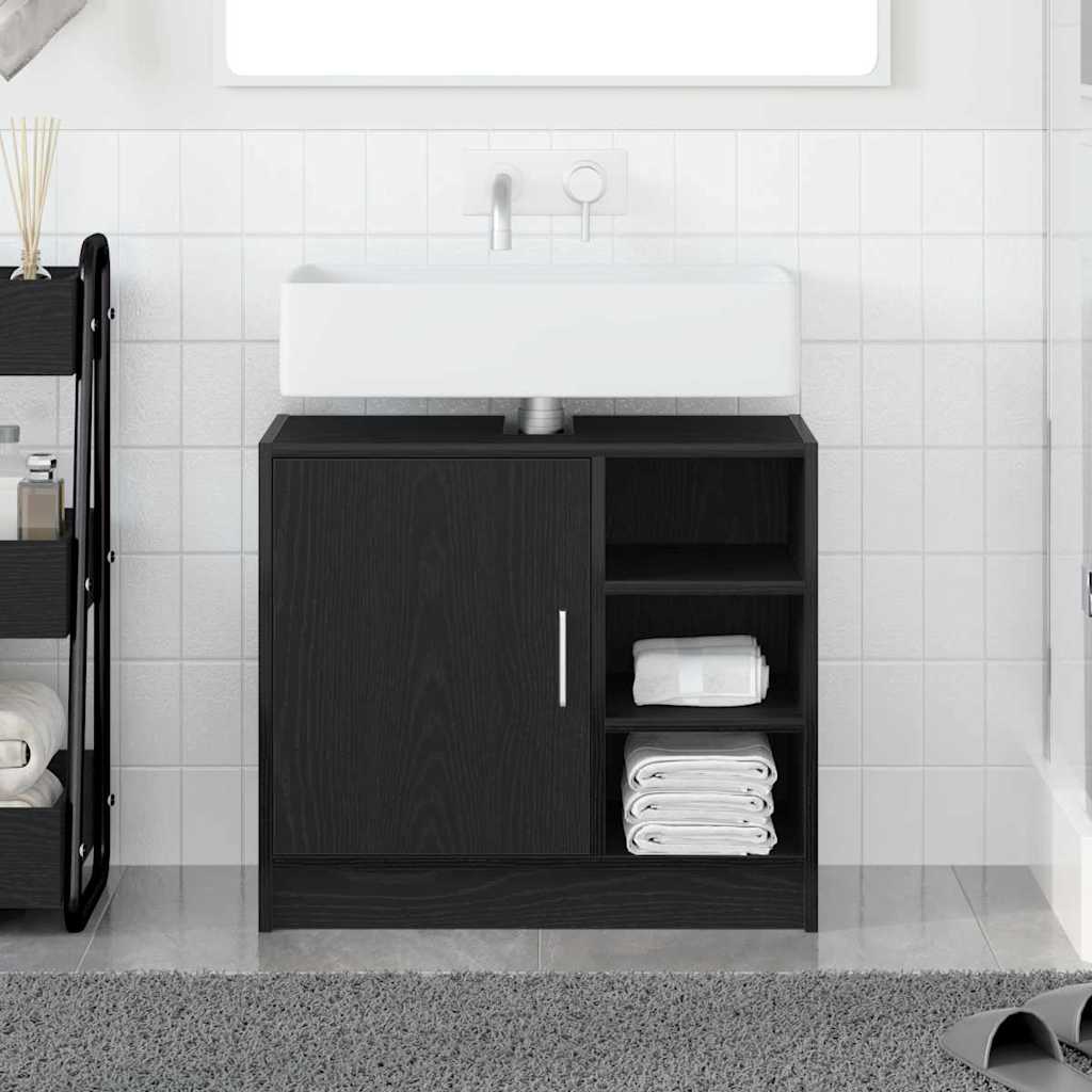 Badezimmerschrank Schwarz Eichen-Optik 63 x 29 x 55 cm