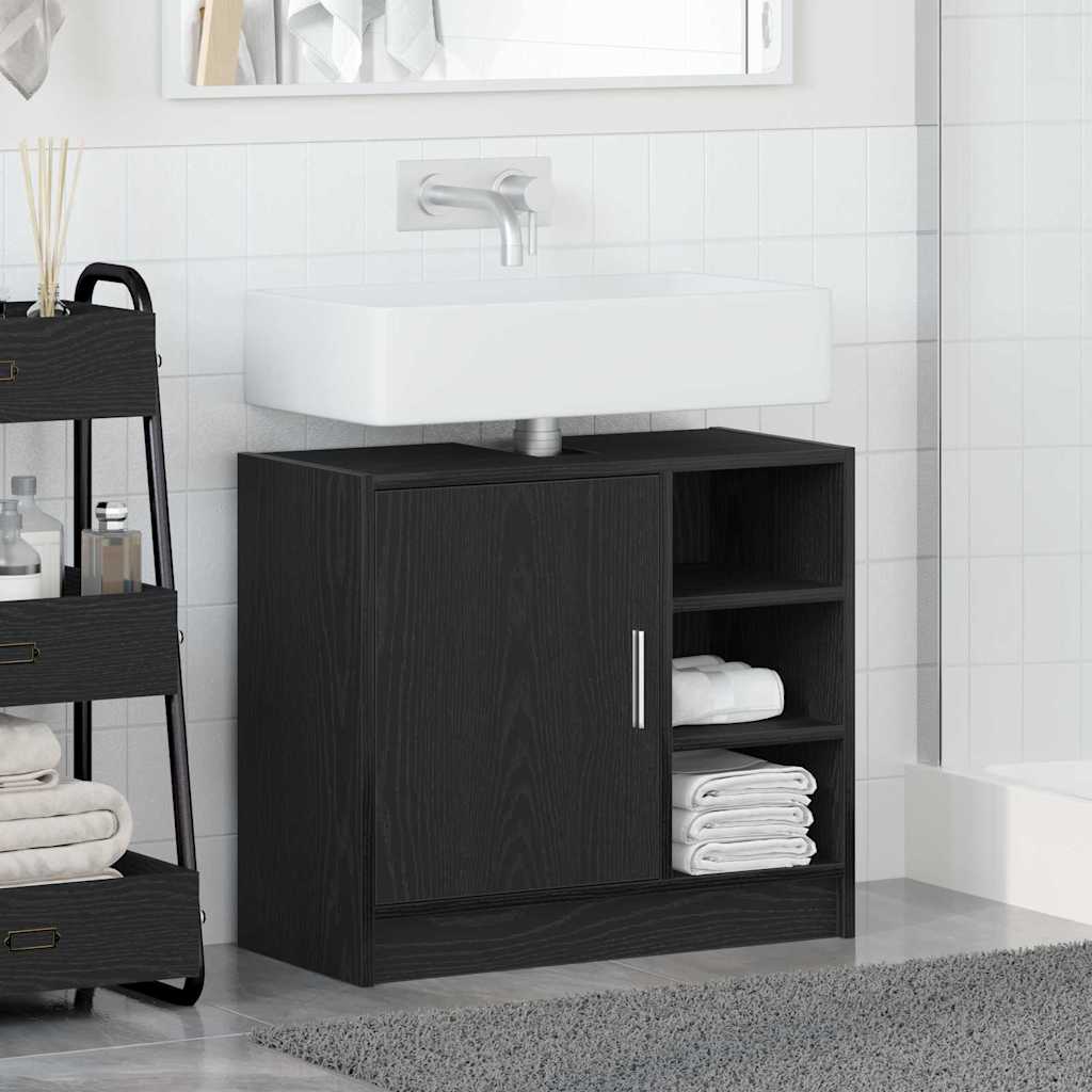 Badezimmerschrank Schwarz Eichen-Optik 63 x 29 x 55 cm