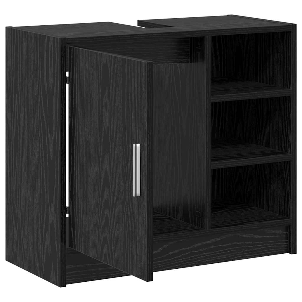 Badezimmerschrank Schwarz Eichen-Optik 63 x 29 x 55 cm