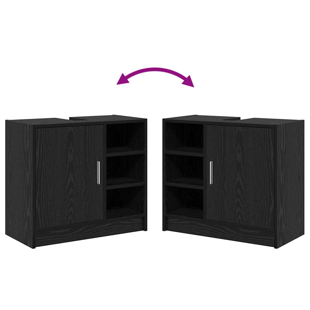 Badezimmerschrank Schwarz Eichen-Optik 63 x 29 x 55 cm