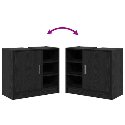 Badezimmerschrank Schwarz Eichen-Optik 63 x 29 x 55 cm