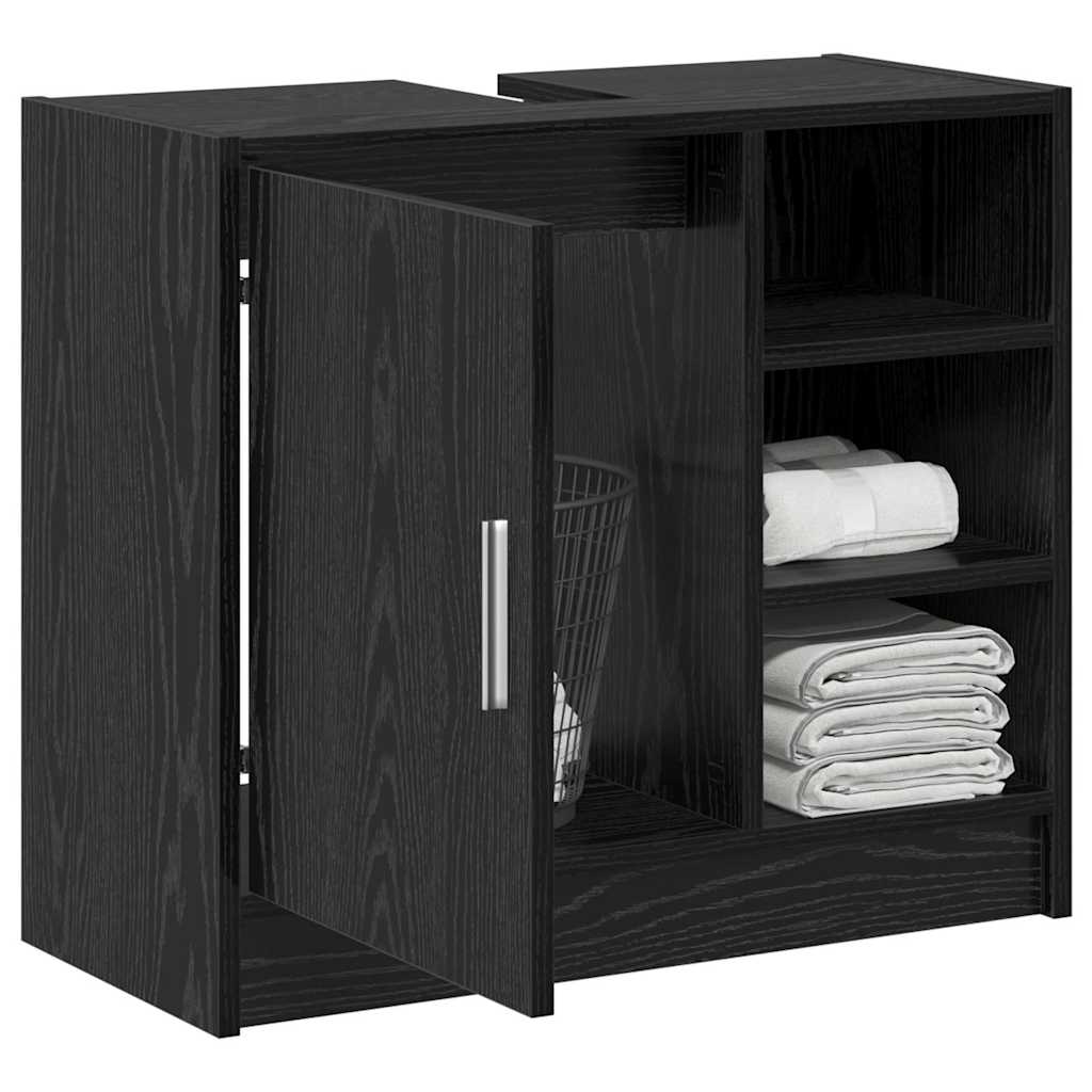 Badezimmerschrank Schwarz Eichen-Optik 63 x 29 x 55 cm