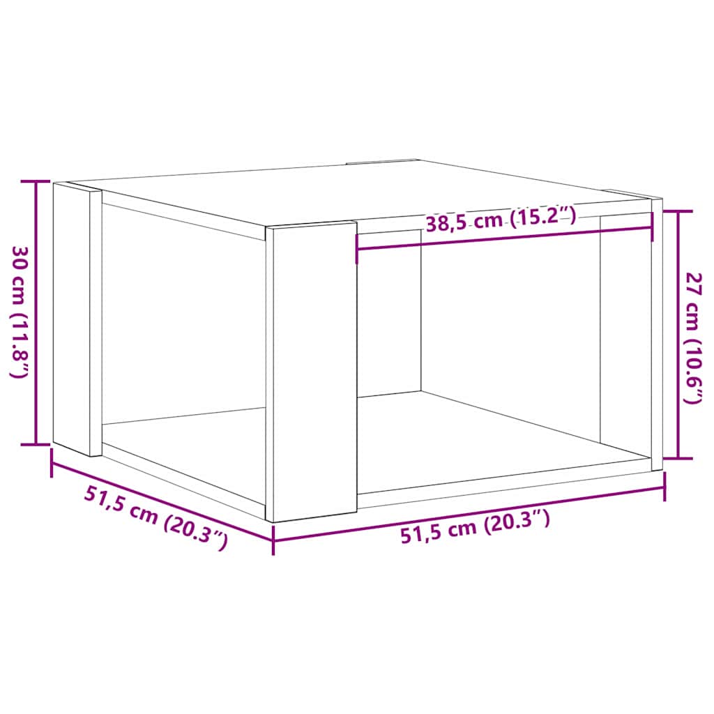 Couchtisch Schwarz Eichen-Optik 51,5 x 51,5 x 30 cm