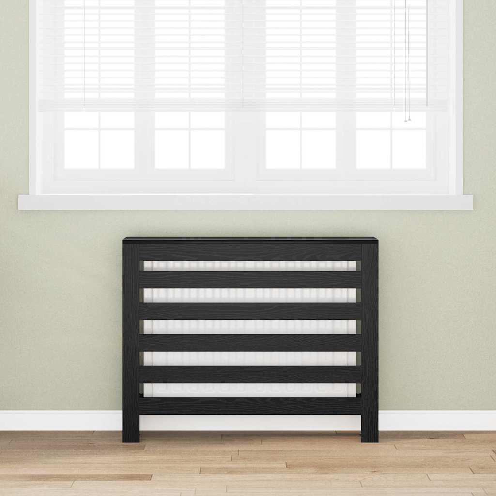 Heizkörperabdeckung Schwarz Eichen-Optik 104 x 20 x 82 cm