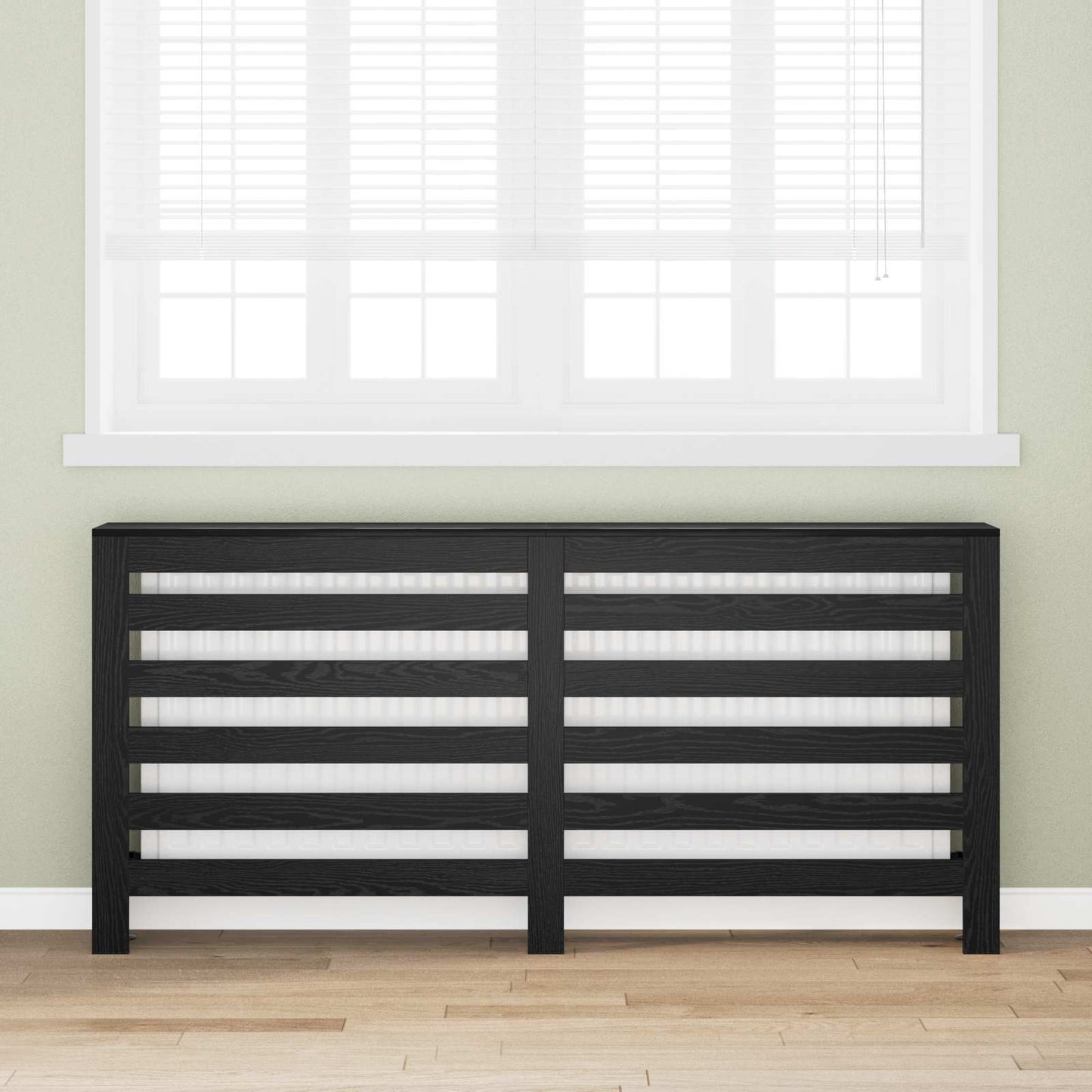 Heizkörperabdeckung Schwarz Eichen-Optik 175 x 20 x 82 cm