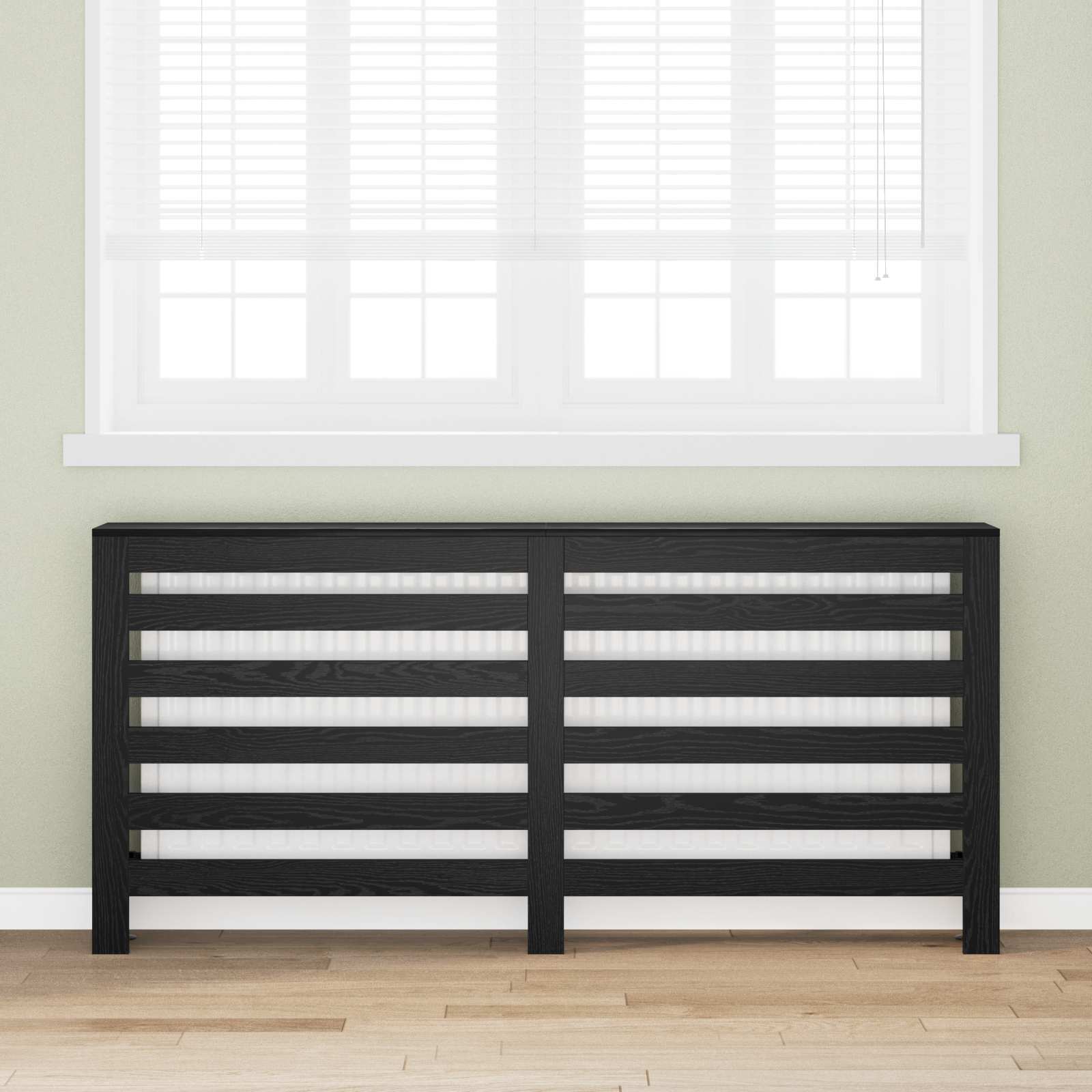 Heizkörperabdeckung Schwarz Eichen-Optik 175 x 20 x 82 cm