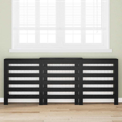 Heizkörperabdeckung Schwarz Eichen-Optik 205 x 21,5 x 83,5 cm