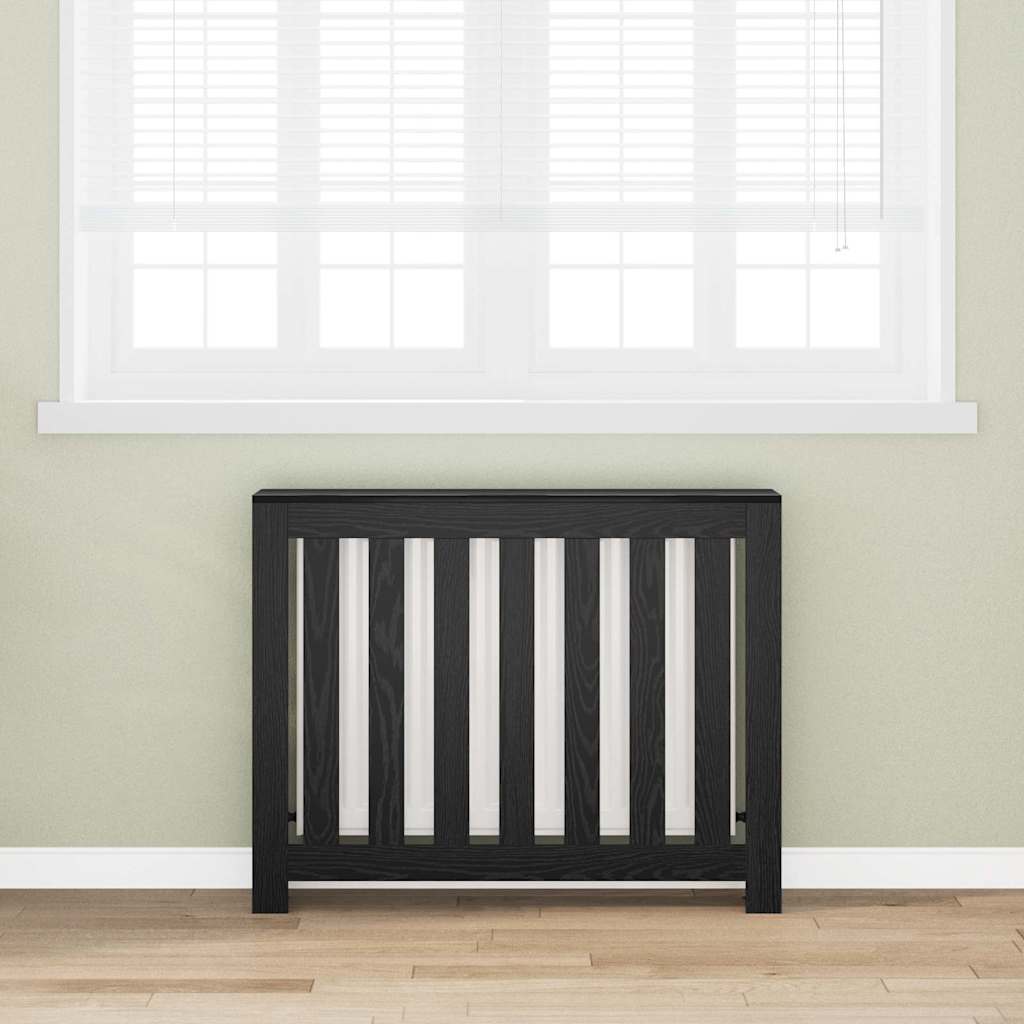 Heizkörperabdeckung Schwarz Eichen-Optik 104 x 20 x 82 cm