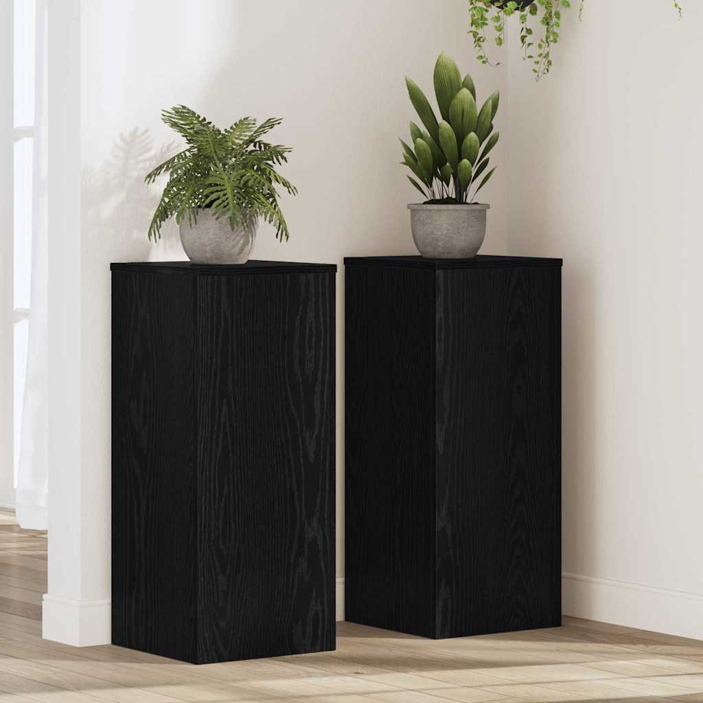 Pflanzenständer 2 Stk. Schwarz Eichen-Optik 30 x 30 x 70 cm