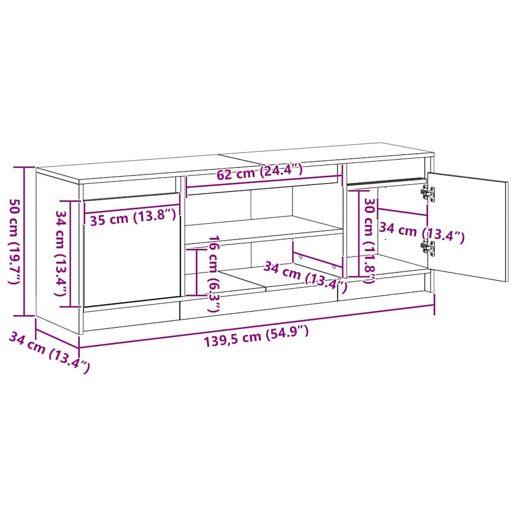 TV-Einheiten 139,5 x 34 x 50 cm Braun Holzwerkstoff