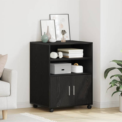 Schrank Schwarz Eichen-Optik 60 x 48 x 74,5 cm Mit Rädern