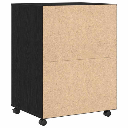 Schrank Schwarz Eichen-Optik 60 x 48 x 74,5 cm Mit Rädern