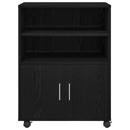 Schrank Schwarz Eichen-Optik 60 x 48 x 74,5 cm Mit Rädern