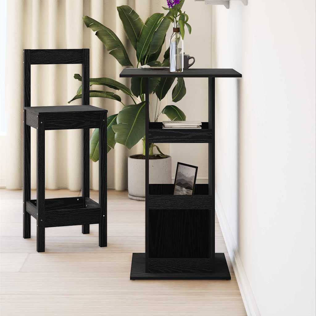 Bartisch 60 x 60 x 100 cm Holzwerkstoff Schwarz Eichen-Optik