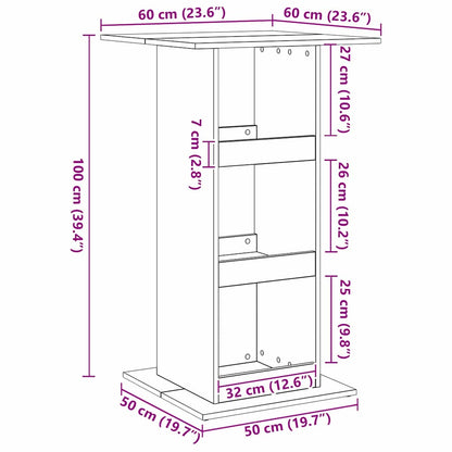 Bartisch 60 x 60 x 100 cm Holzwerkstoff Schwarz Eichen-Optik