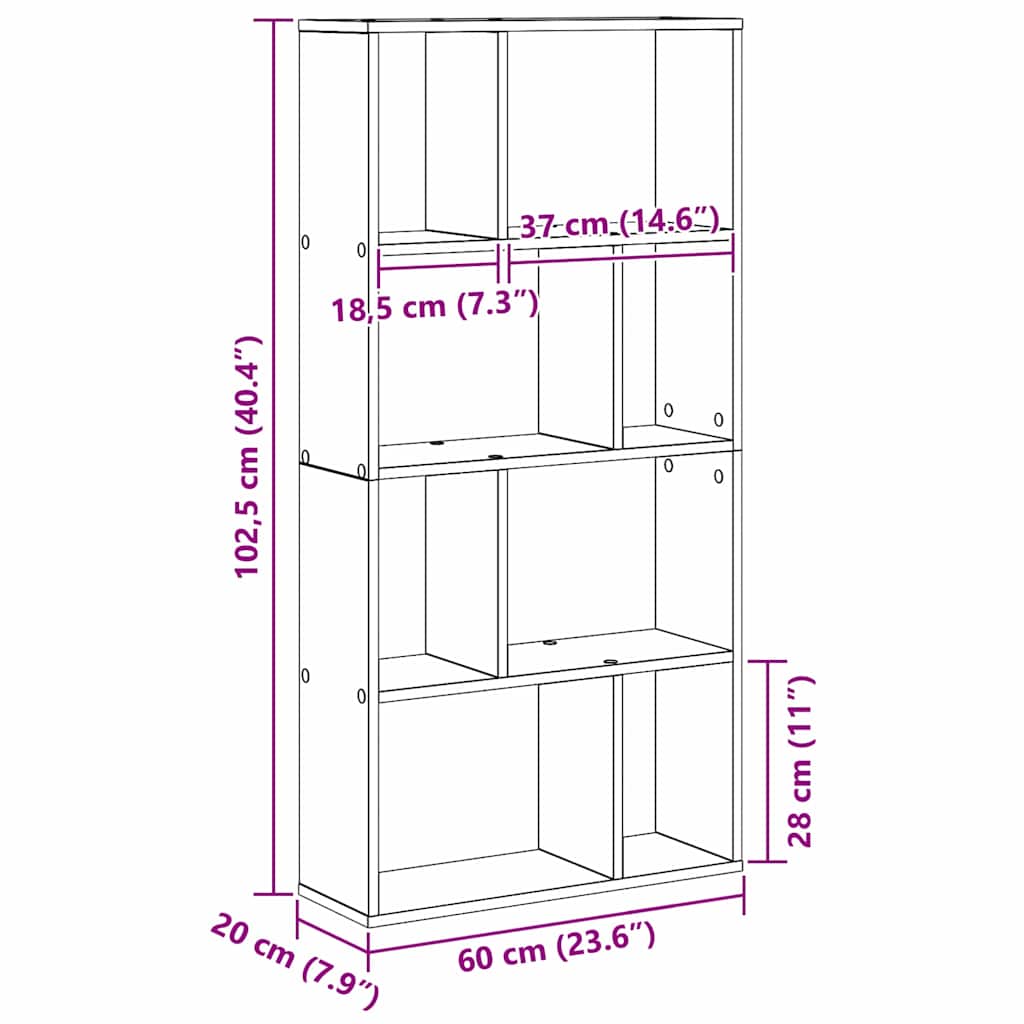 Bücherregal Schwarz Eichen-Optik 60 x 20 x 120 cm Holzwerkstoff