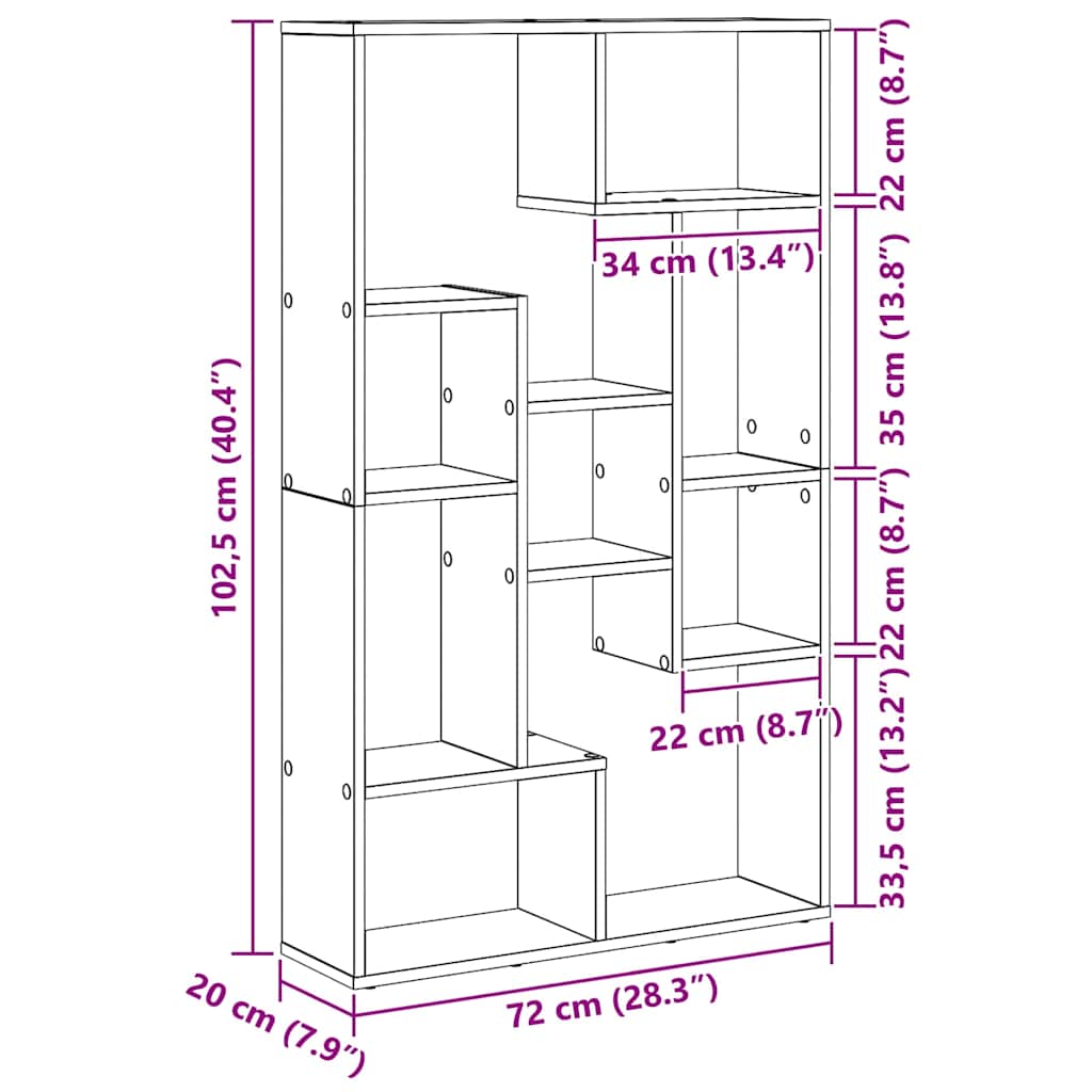Bücherregal Artisan-Eiche 72 x 20 x 120 cm Holzwerkstoff