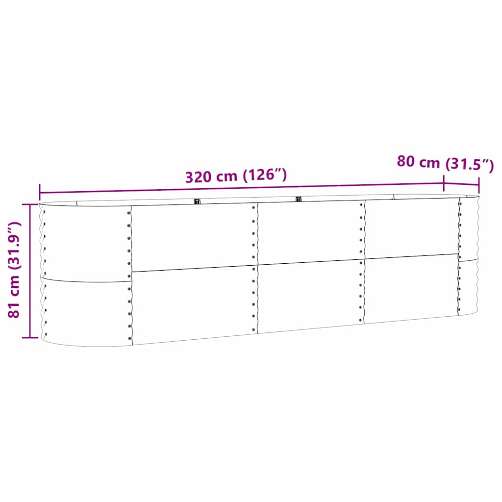 Garten-Hochbeet Braun 320 x 80 x 81 cm Stahl