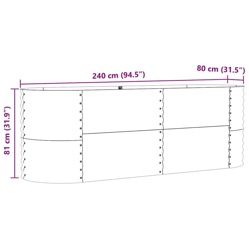 Garten-Hochbeet Braun 240 x 80 x 81 cm Stahl