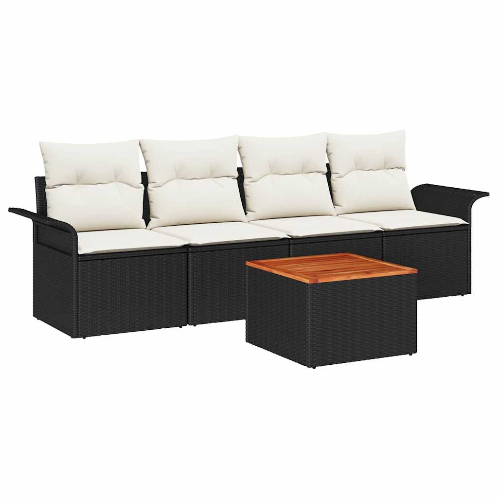 Gartensofa-set 5 stk. Schwarz Poly-Rattan