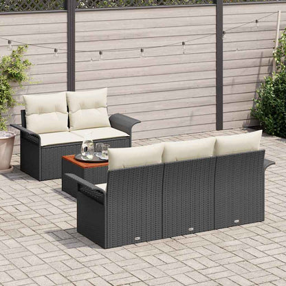 Gartensofa-set 6 stk. Schwarz Poly-Rattan
