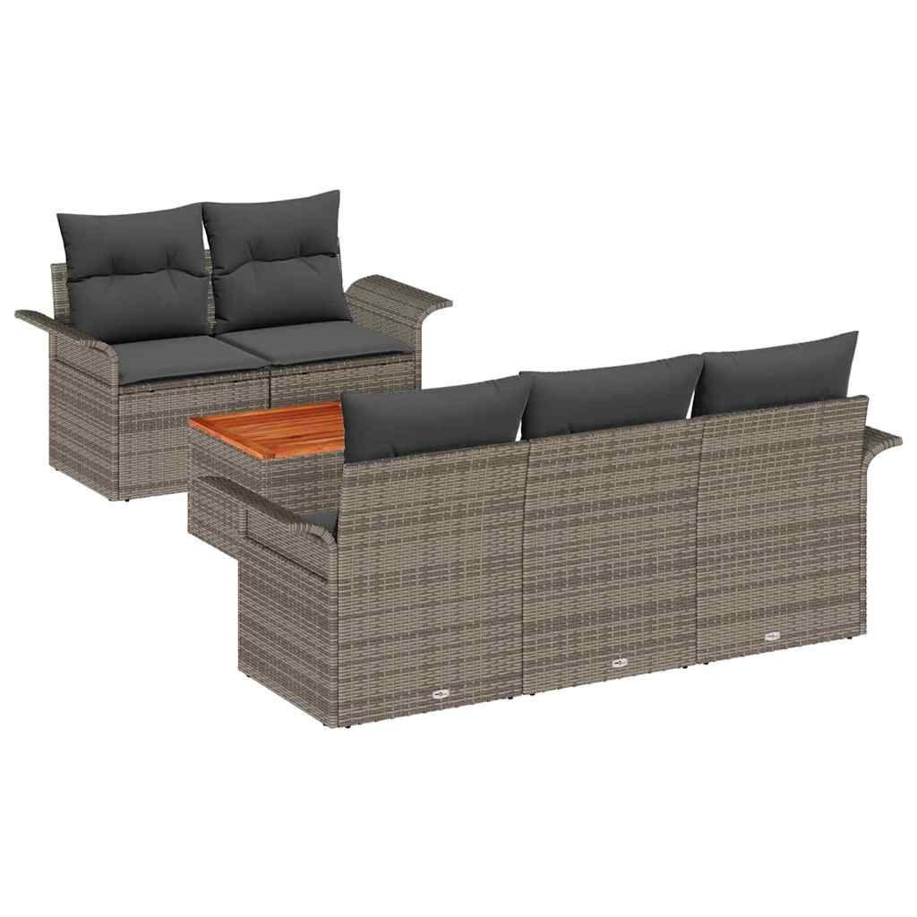 Gartensofa-set 6 stk. Grau Poly-Rattan