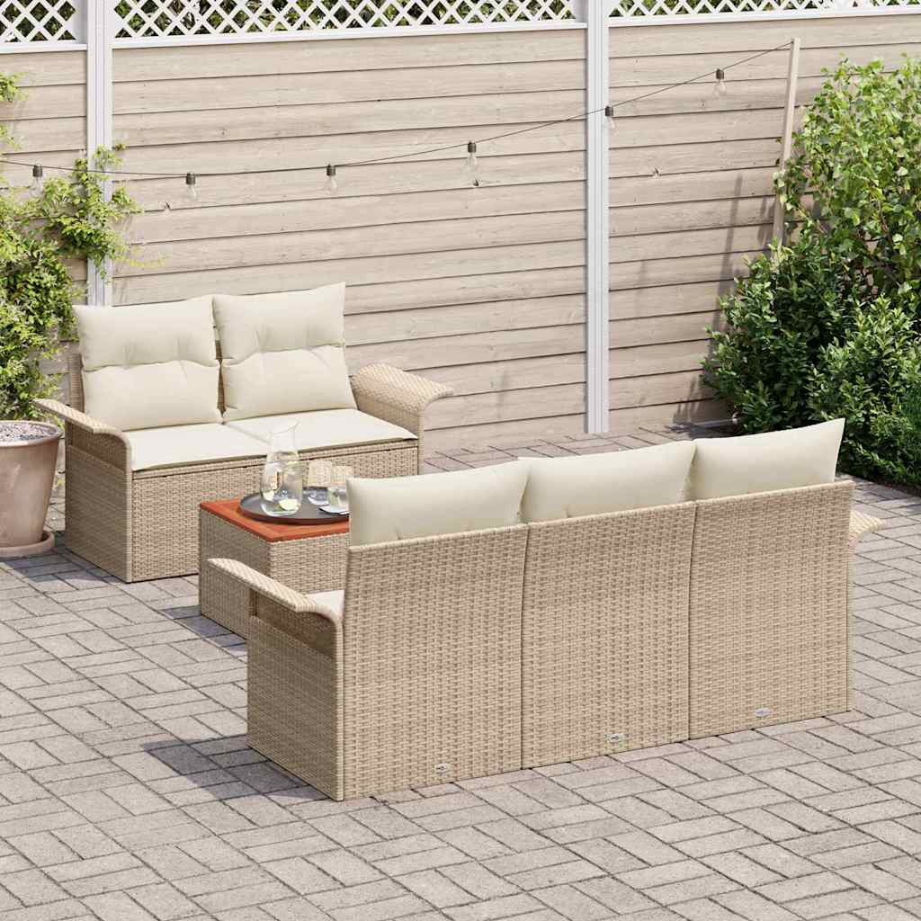 Gartensofa-set 6 stk. Beige Poly-Rattan