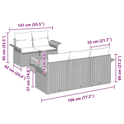 Gartensofa-set 6 stk. Beige Poly-Rattan
