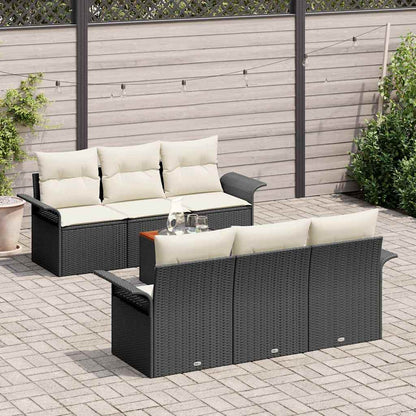 Gartensofa-set 7 stk. Schwarz Poly-Rattan