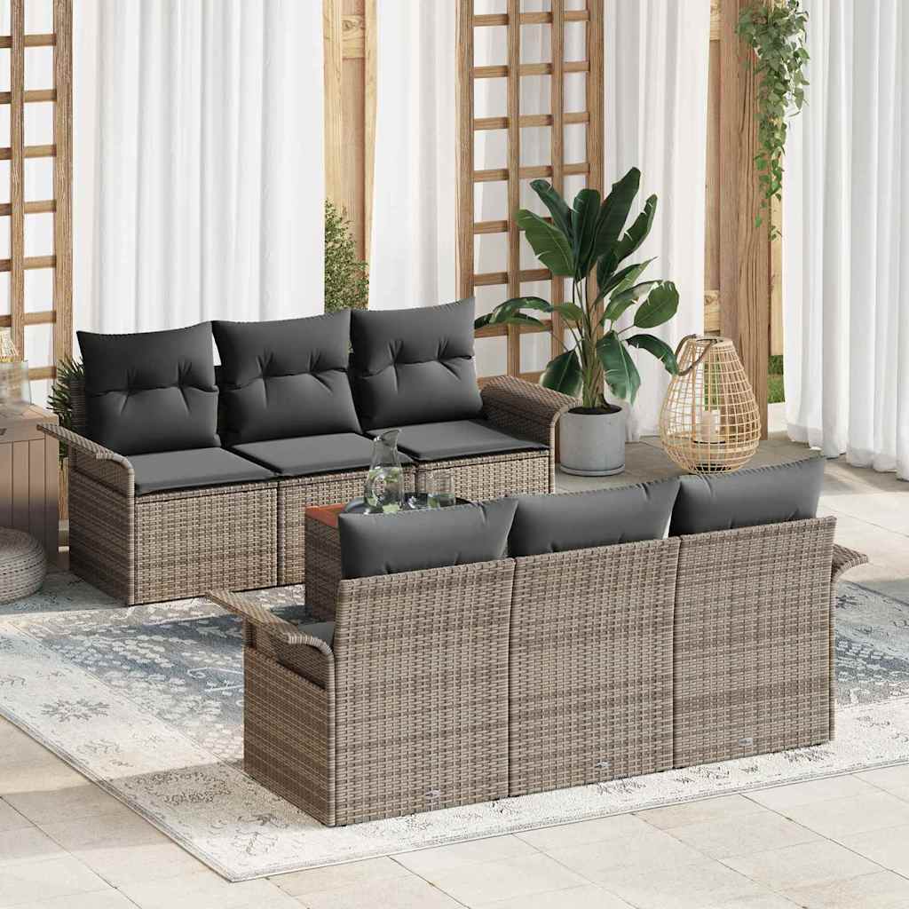 Gartensofa-set 7 stk. Grau Poly-Rattan