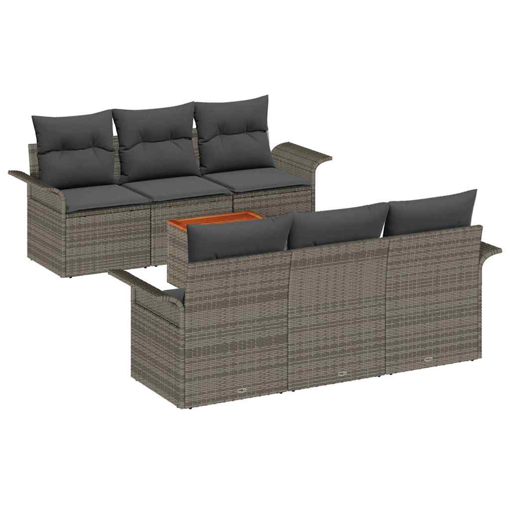 Gartensofa-set 7 stk. Grau Poly-Rattan