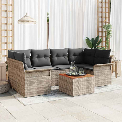 Gartensofa-set 7 stk. Grau Poly-Rattan