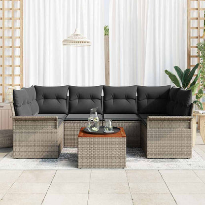 Gartensofa-set 7 stk. Grau Poly-Rattan
