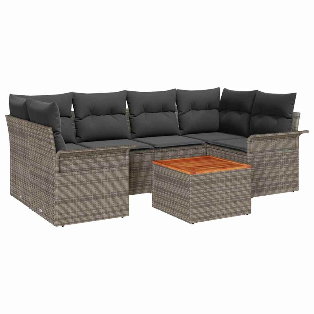Gartensofa-set 7 Stk. Grau Poly-Rattan