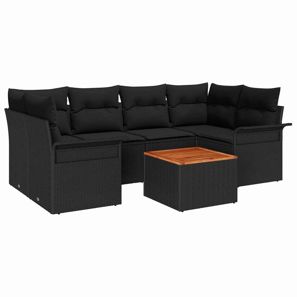 Gartensofa-set 7 stk. Schwarz Poly-Rattan