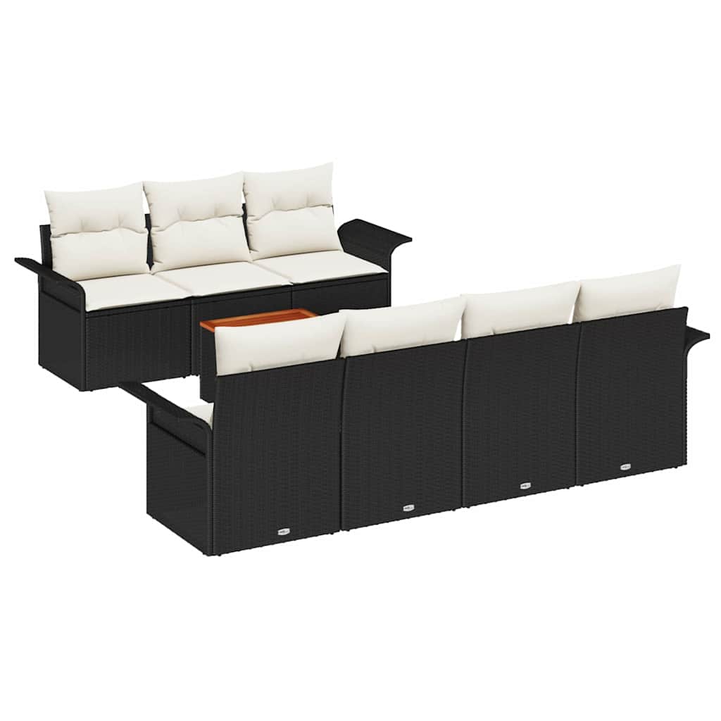 Gartensofa-set 8 stk. Schwarz Poly-Rattan