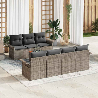 Gartensofa-set 8 stk. Grau Poly-Rattan